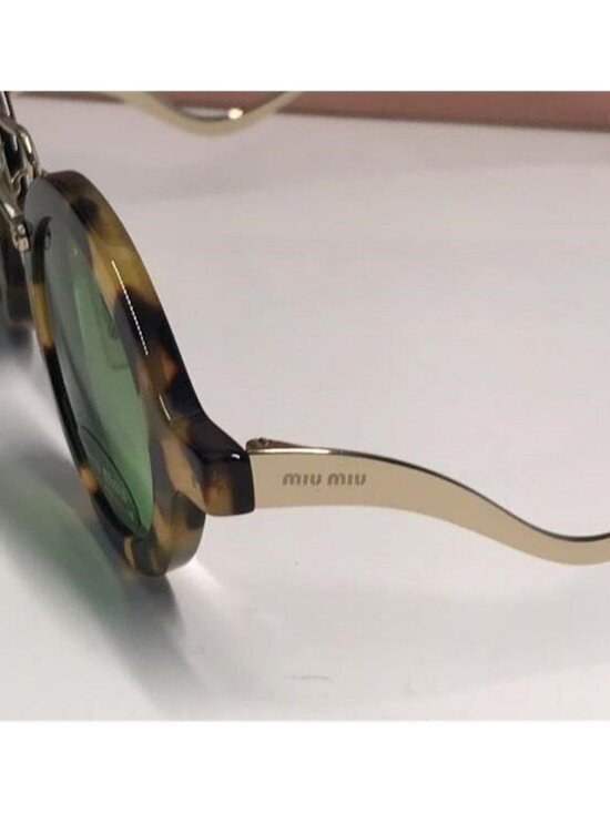 New Authentic Miu Miu Tortoiseshell Sunglasses with Green Lenses MU02V main image 7